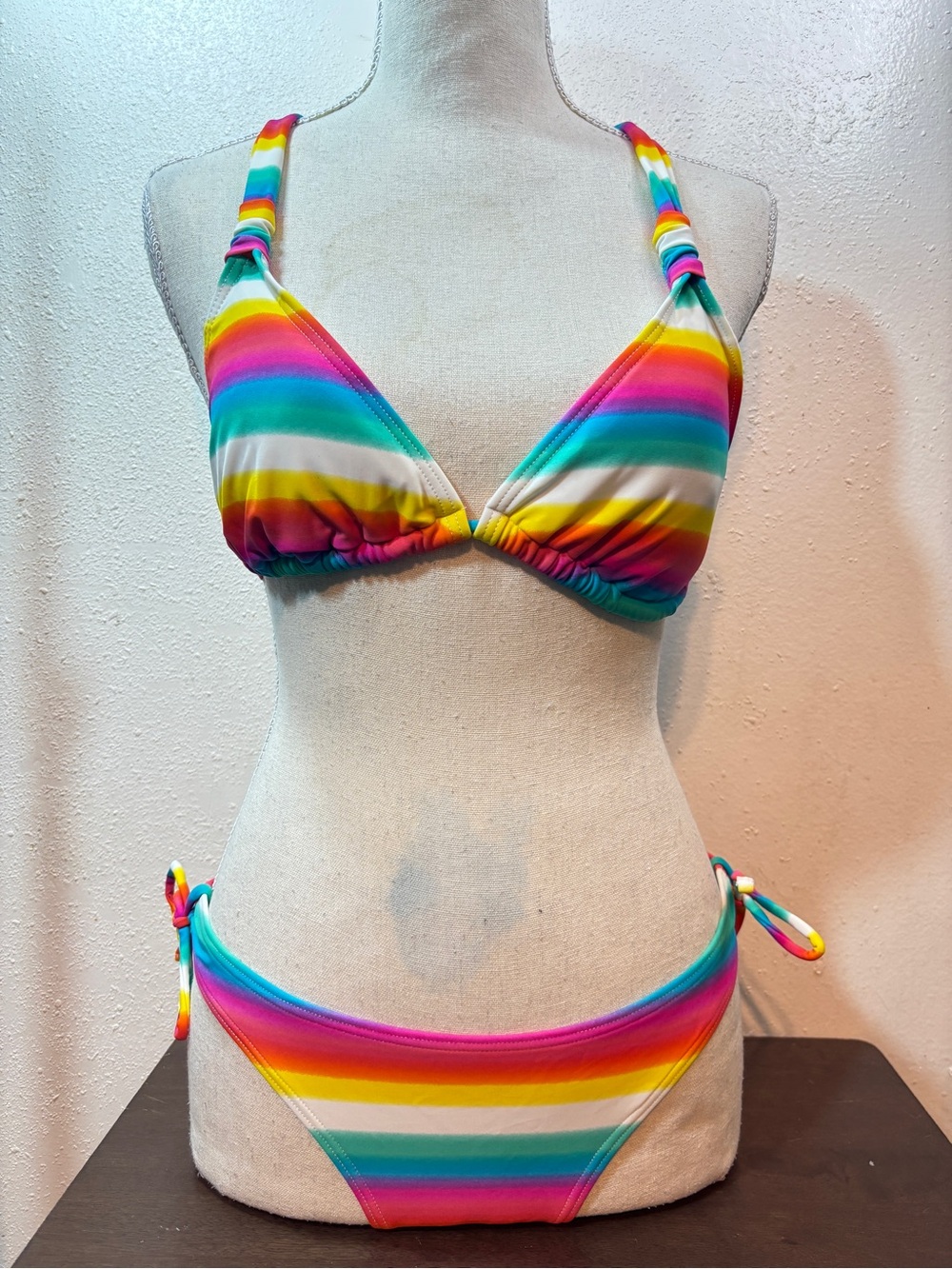 Freestyle Revolution Rainbow Striped Triangle Bikini - Multicolor